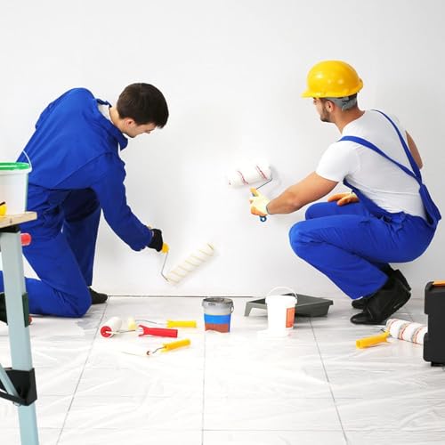 JMIATRY 4Roll Pre-Taped Painter Plastic Sheeting for Painting 4.9Ft X 65.5Ft