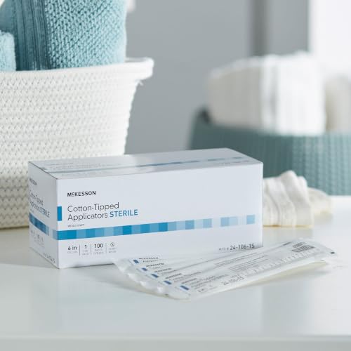 McKesson Cotton Tipped Applicator, Long Sterile Medical Swabs, 6 in, 100 ct - size: 6 Inch (Pack of 1)
