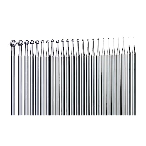 24 Pcs Round Ball Burr - 3/32'' Shank Ball Shape Jewelry Cutting Burs Lapidary Carving/Engraving Tools