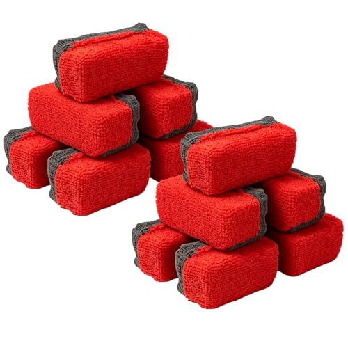 12 PCS Ceramic Coating Applicator Sponge, Microfiber Car Detailing Applicators Sponge Pads, Universal Automotive Sponges Applicator for Wax Sealant Paint Application (Red & Dark Gray) - color: Red & Dark Gray