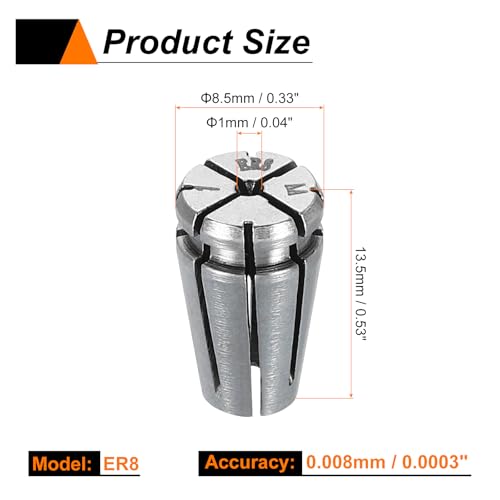 HARFINGTON Spring Collet Chuck ER8 1mm 65Mn Spring Steel Precision Router Collets for CNC Engraving Milling Lathe Tool - size: ER8 x 1mm