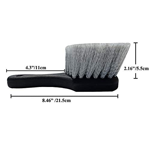 Wheel & Tire Brush for Car Rim, Soft Bristle Car Wash Brush, Cleans Tires & Releases Dirt and Road Grime, Short Handle for Easy Scrubbing Black - color: Black