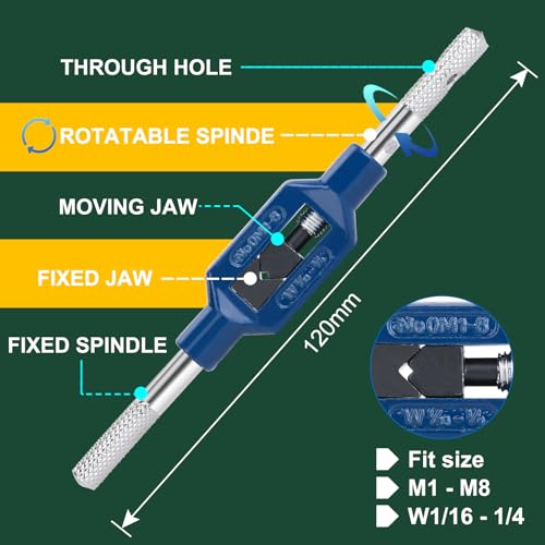 M1-M8 Adjustable Tap Wrench, Tap Handle Tool for Tap Reamer - size: 1/16" - 1/4" (M1-M8) Wrench