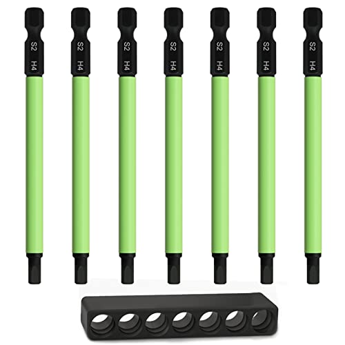 7Pcs 1/4" Hex Head Allen Wrench Drill Bits, Metric 4mm 3.94" Long Hex Key Drill Bit Set, Magnetic Tips Screwdriver Socket Bit Set for Ikea Type Furniture (S2 Steel) - size: Set 7: 4mm