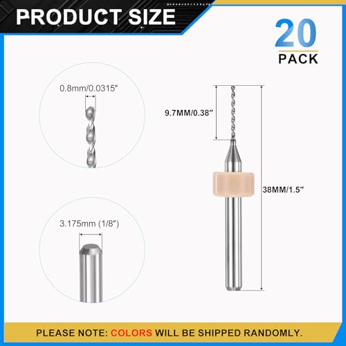 PATIKIL 20 Pack 0.8mm Micro Drill Bits Carbide Tungsten Steel - size: 0.8mm