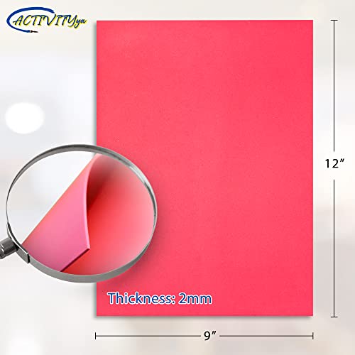 Red EVA Foam Sheets, 9 x 12 Inch, 2mm Thick Handicraft Foam Paper for Arts and Crafts, by ACTIVITYya - 10 Sheets - color: RED