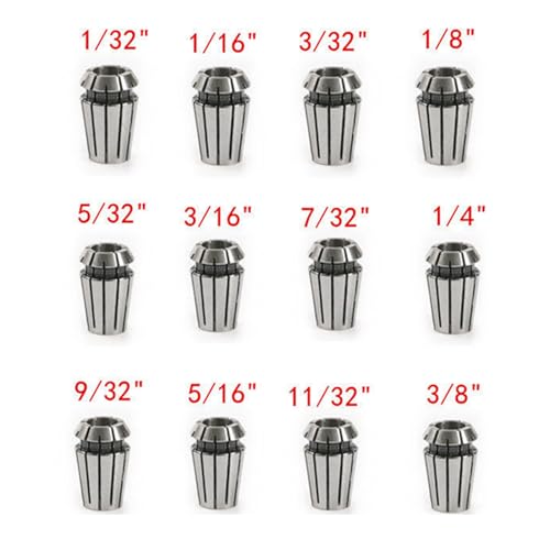 ER-16 Spring Collet Set 12 PCS 1/32-3/8 for CNC Super Precision Milling Lathe Tool Workholding Engraving