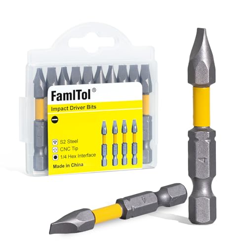 SL4 Slotted Screwdriver Bits, 2 Inch Magnetic Anti Slip BIt S2 Steel CNC Precision Flat Head Drill Bit High Torque 1/4 Inch Hex Shank for Professionals Contractors DIY Repair | 10 Pack - size: SL4-2 inch