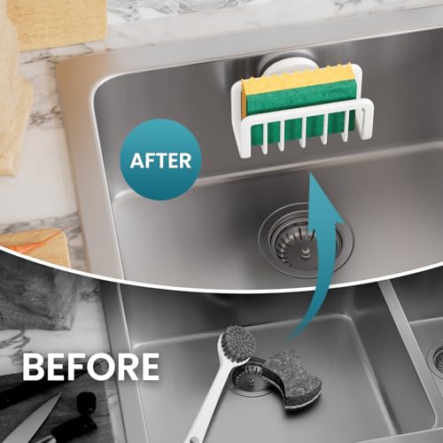 TAILI White Sponge Holder for Kitchen Sink with Strong Suction Cup - color: White, size: 5.1" x 2.3"