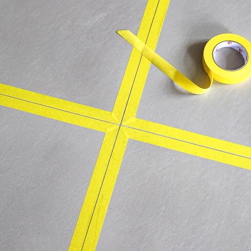 BOMEI PACK Yellow Painters Tape 1 Inch Bulk - Paint Tape 3 Rolls x 1 Inch x 60 Yards - Painter's Tape Yellow Masking Tape for Walls Painting, DIY Crafting, and School Project, Total 180 Yards - color: Yellow