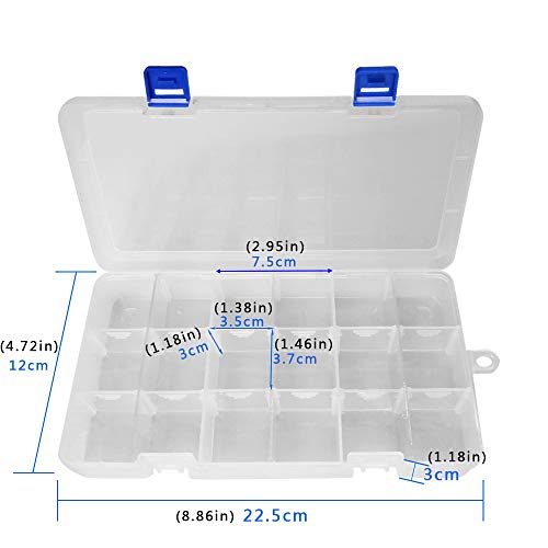 Qualsen Bead Organizer Box with Adjustable Dividers, 18 Girds, 4 Pack - size: 18 Gird-4pcs