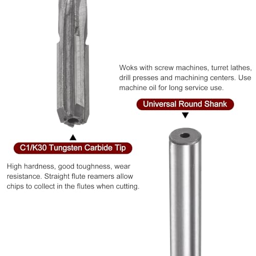 HARFINGTON Chucking Reamer 5.8mm H7 C1/K30 Carbide Tip Precision Straight Flutes Round Shank Lathe Machine Milling Cutter - size: 5.8mm