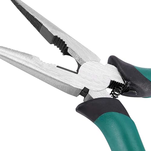 8 PCS 6.3 Inch Spring Needle Nose Pliers, Heavy Duty Steel Nose Side Cutting Pliers Nonslip Rubber Handle Wire Cutter for Crimping Looping Shearing - size: 6.5 Inch 8 PCS