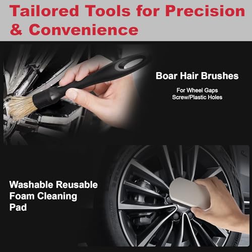 9PCS Wheel Detailing Cleaning Kit Metal-Free Scratch-Free Rim Brush - color: 9