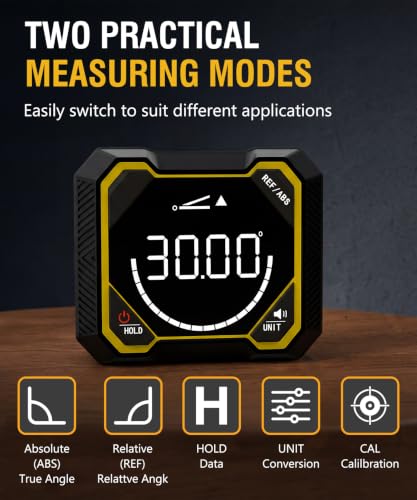 Digital Angle Finder, Magnetic Inclinometer, 4×90° Level Tool - color: Black