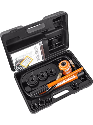 AMZCNC Hydraulic Knockout Punch Tool Kit 8 Ton 1/2-2 Inch 6 Dies - style: 8T（1/2"~2"）