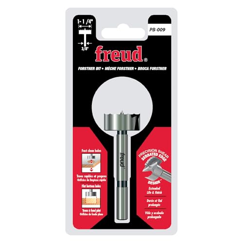 Freud PB-009: 1-1/4" (Dia.) Forstner Bit - style: Precision Shear 1-1/4-Inch by 3/8-Inch Shank Serrated Edge Forstner Drill Bit