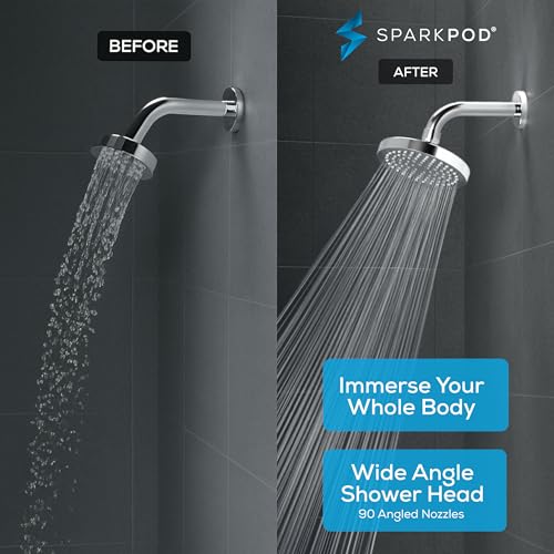 SparkPod Rain Shower Head, 6 Inch Round, Luxury Polished Chrome Finish - color: Chrome (Polished), style: 6 Inch Round