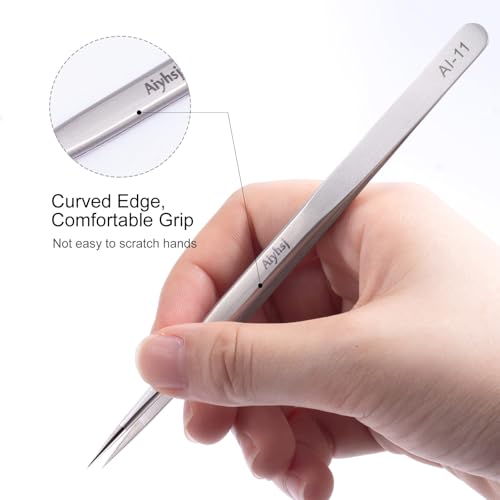 Precision Tweezer, Upgraded Professional Pointed, High-end Stainless Steel - style: Fine Tip Straight LONG (5.5in)