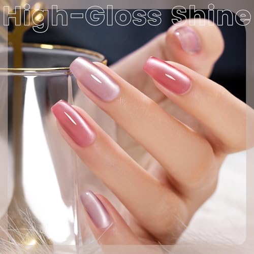 RARJSM Nude Glitter Cat Eye Gel Nail Polish Set 6Pcs Ceramics Pink Light Purple Brown Velvet Shimmer Smoothie Cateye Gel Polish with Magnetic Stick UV LED Curing Require Home Salon Nail Design - color: Nude Ceramic Cat Eye Set