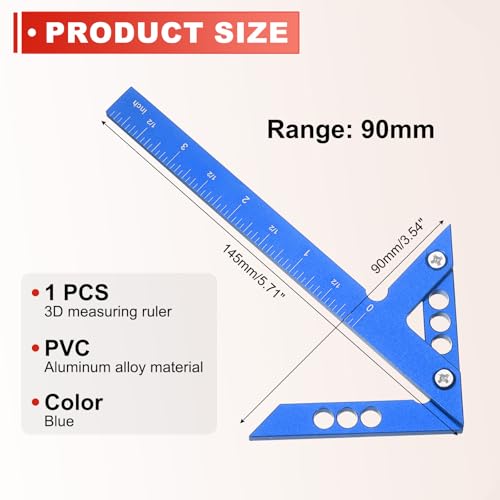 HARFINGTON Center Positioning Ruler Aluminum Alloy Center Finder Blue - color: Blue