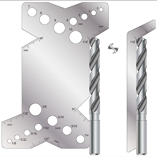 HARFINGTON Drill Bit Angle Gauges 60°-160° Drill Sharpening Gauge, Stainless Steel Angle Measuring Gage