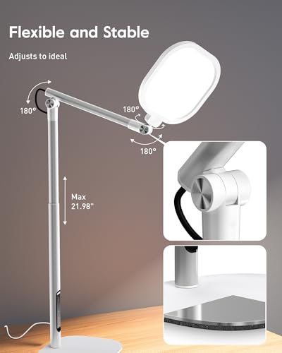 LitONES Tall LED Desk Lamps Home Office, Edge-Lit Eye-Care, 50 Light Modes - size: White 1Pack