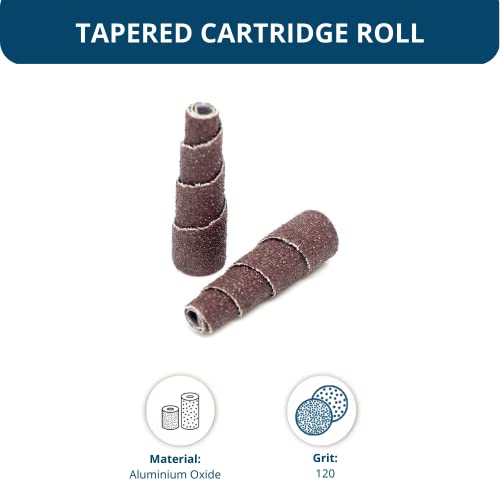 Benchmark Abrasives Aluminum Oxide Tapered Sanding Cartridge Rolls for Blending Deburring Polishing Sanding Metals, Rotary Sander - Drill & Die Grinder Abrasives (10 Pack)(1/2" x 1-1/2", 120 Grit) - size: 1/2" x 1-1/2", style: 120 Grit