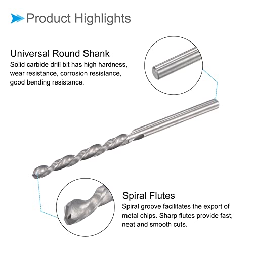 Solid Carbide Drill Bits, 2.6mm Diameter, Left Hand YG6X (C3/K10) Tungsten Carbide Straight Shank Twist Drill Bits - (Applications: for Stainless Steel Alloy), 1-Piece - size: 2.6mm
