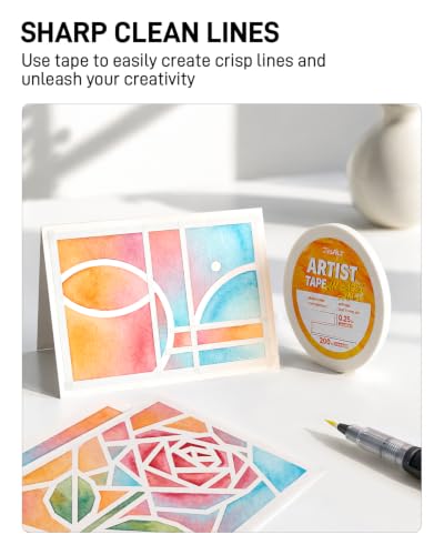 Artist Tape for Watercolor Paper, 1/4 inch Wide 200FT Long - size: 0.25 Inch