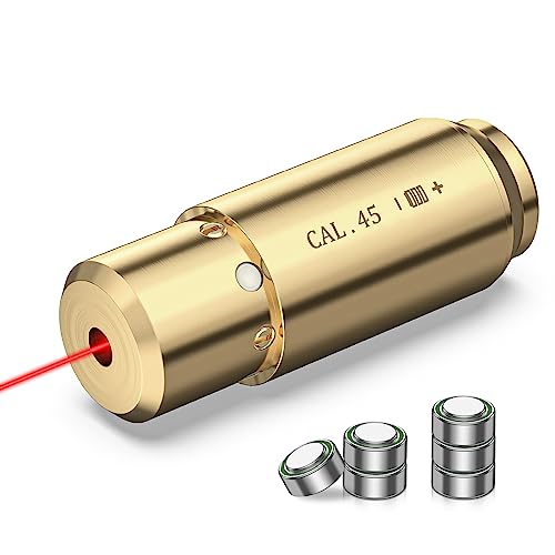 CVLIFE Bore Sight Laser 223 5.56mm/9mm/.243.308/12Gauge/7.62x39mm/.45acp Red Laser Bore Sighter with Batteries - style: .45acp