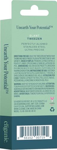 Cliganic Tweezers For Eyebrows, Women Facial Hair & Men, Slant Tip, Pink - color: Pink