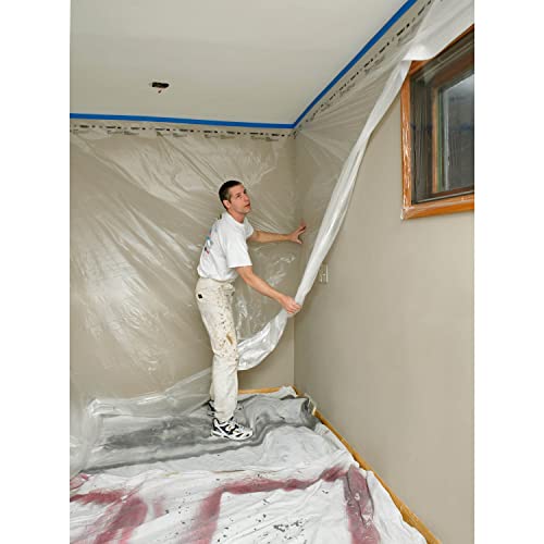 3M Hand-Masker Contractor's Plastic Film, 108" in x 90' Feet, Unfolds to Full Width, Contains Job Site Dust & Overspray, For Painting, Drywall Texturing, Wall Finishing & Floor Standing, 1 Roll (CP9)