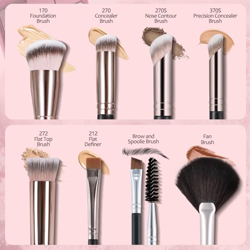 ENERGY Makeup Brush Set - 8PCS Professional Makeup Brushes for Foundation, Concealer, Eyeshadow, Blending, Contour, Powder, Eyeliner, Vegan Synthetic Fiber, Portable Travel Kit with Case (Black) - style: makeup brush set 8pcs