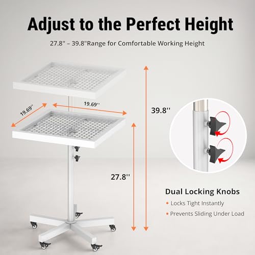 GARVIN 360°Rotating Spray Paint Rack,27.8-39.8" Height Adjustable Stable Paint Rack for Cabinet Paint Stand Door and Car,Rotating Spray Paint Stand,White
