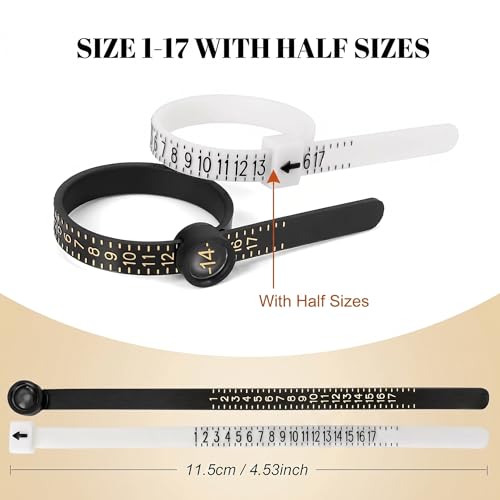 Ring Sizer Measuring Tool Set with Finger Sizer Mandrel, Ring Gauge for Jewelry Sizing, Silver, 4 Piece (Metal-4 Set)