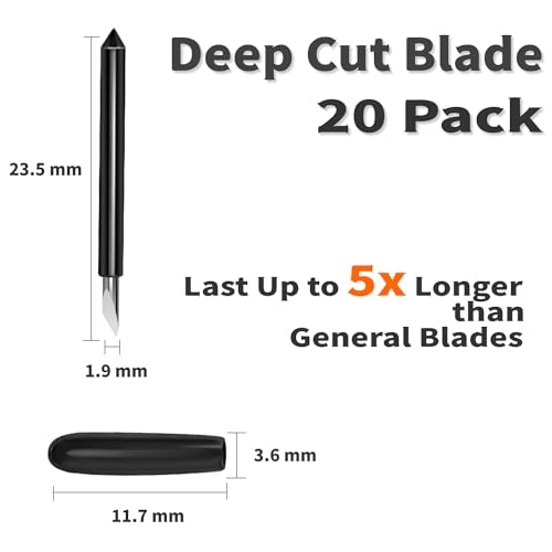 THANMAO 20PCS Premium Deep Cut Blade，Replacement Cutting Blades Compatible with Cricut Explore Air 2/Air 3/Explore 4/Maker/Maker 3/Maker 4 (Premium Deep Cut Blades) - color: 20 pcs Deep Point Blade
