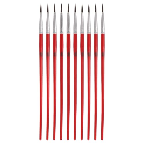 MECCANIXITY 10Pcs Fine Pointed Miniature Paint Brushes(Red #00) - color: Red, size: #00