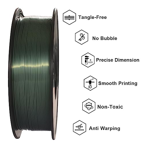 Geeetech Silk PLA 3D Printer Filament 1.75mm, Dark Green - color: 1kg Silk Dark Green Bronze
