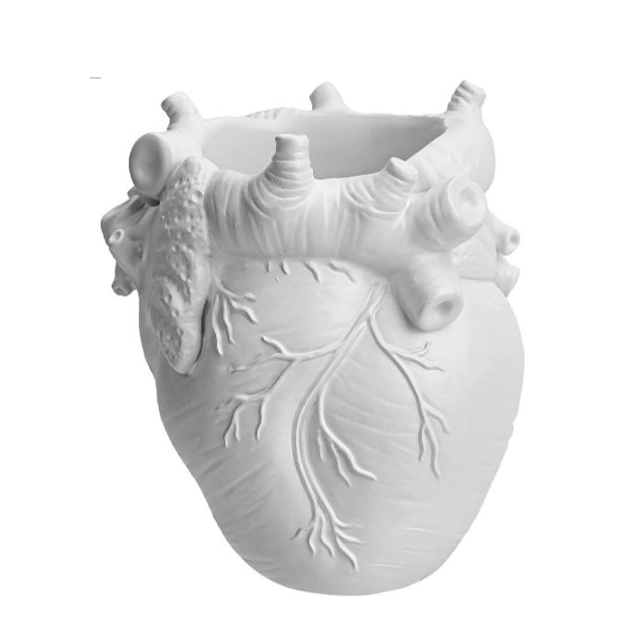 Heart-Shaped Pen Holder, 4.3" x 3.74" Human Heart Organ Shape Pen Holder, Gothic Makeup Brush Holder, 3D Realistic Hearts Anatomy Model for Makeup Brushes Pens,Desk Accessories (White)