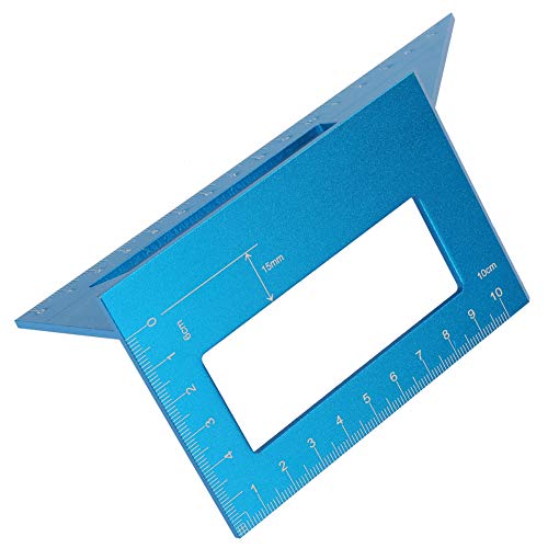45° and 90° Aluminum Alloy Angle Ruler for Woodworking Precision Marking Gauge Tool with Dual-Angle Measurement Durable Blue Anodized Finish