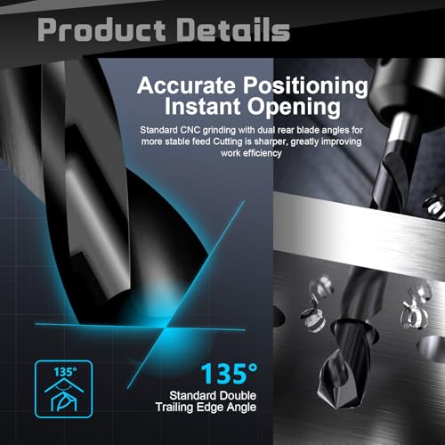 5/64 Inch Cobalt Drill Bit Set, HSS M35, Industrial Grade, TiAlN Coated - size: 5/64 Inch