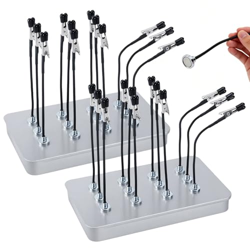 eZAKKA 2pcs Painting Stand Base Holder with 24pcs Bendable - color: Silver, 2 Pack