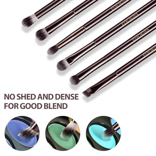 Eye Makeup Brush Set, 6 Pcs Professional Blending Eyeshadow Makeup Brushes for Concealer Eyebrows Eyeliner, Soft Hairs & Wood Handle…… (coffee 6pcs) - color: coffee 6pcs