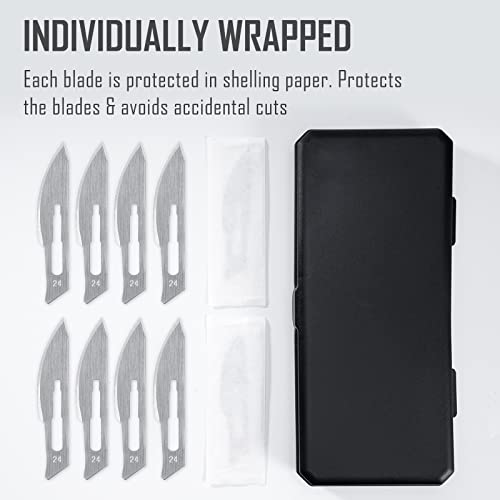 KeyUnity KA14 10pcs #24 Knife Blades Replacement Utility Knife Blade for Arts & Crafts, Plant Cutting, Clay Modeling, Podiatry, Dermaplaning & More - color: #24