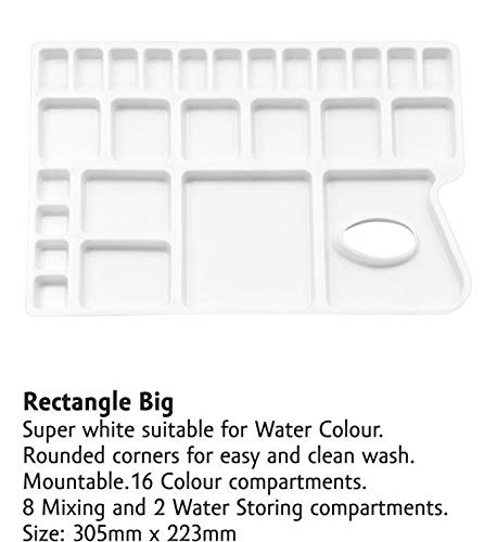 Zahepa Watercolor Palette Tray with Thumb Hole, 20 Wells, Paint Mixing Box - style: Rectangle - 16 Compartments