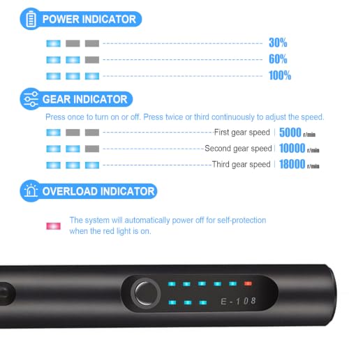 Portable Electric Engraver Tool with 30 Bits,Rechargeable Engraving Pen - color: Black