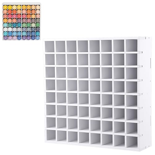 64 Grids Craft Paint Storage Organizer, Wall-mountable Paints Holder, Stackable Paint Bottle Rack Stand for 2oz Acrylic Craft Paints