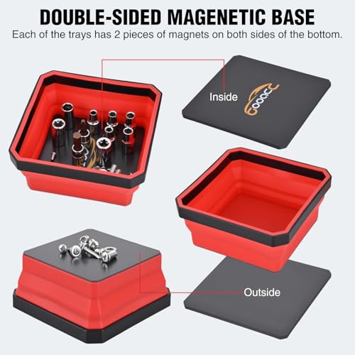 GOOACC 4Pcs Square Collapsible Magnetic Trays Set Red Orange Blue Green - color: Red/Orange/Blue/Green
