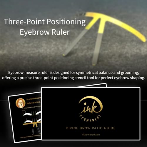 Ink Permanent Eyebrow Mapping Kit, 9-Piece Golden Ratio Caliper, 5 Razors